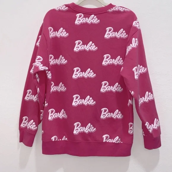 Barbie Crewneck Bubblegum Pink Fleece Sweatshirt-Size Large - Picture 7 of 8